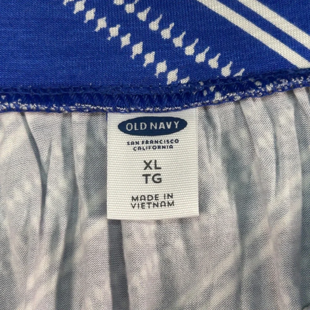 Old Navy Womens XL Blue White Chevron Print Elastic Waist Mini Skirt‎ NWT